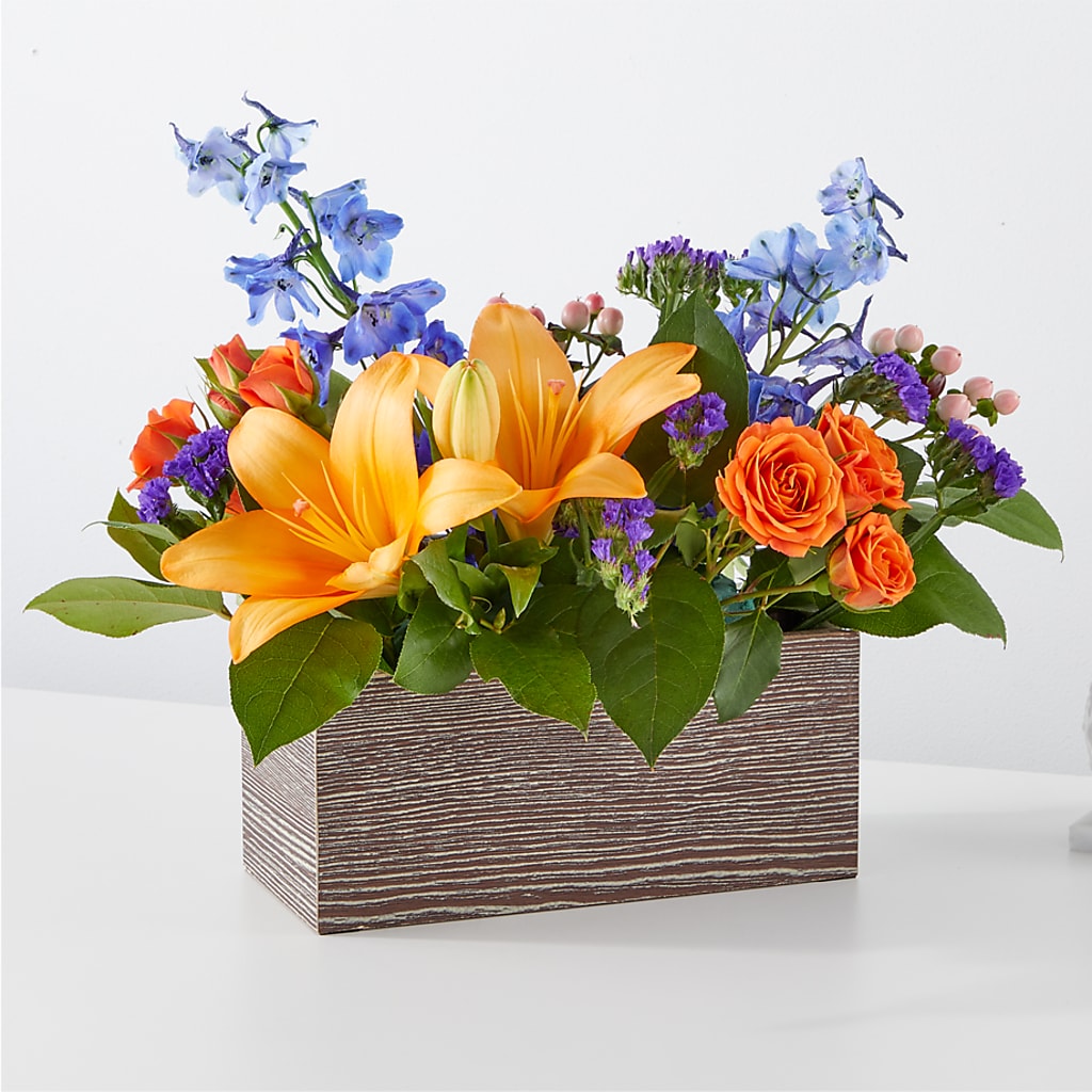 Radiant Citrus Box Bouquet – The Florist Ltd, Denton TX