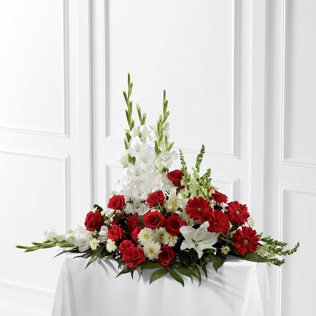 Crimson & White Arrangement – The Florist Ltd, Denton TX