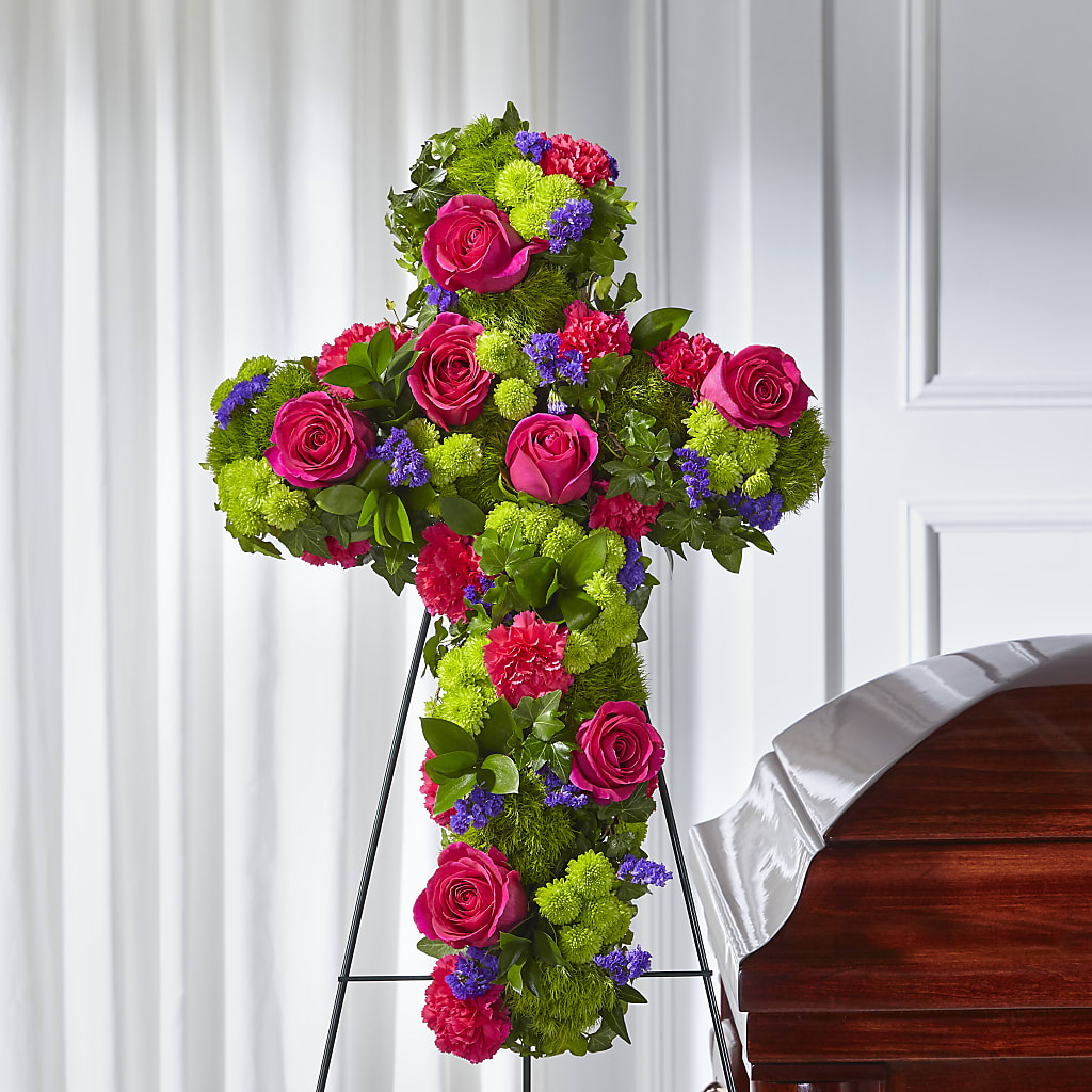 Tribute Rose Floral Cross – The Florist Ltd, Denton TX