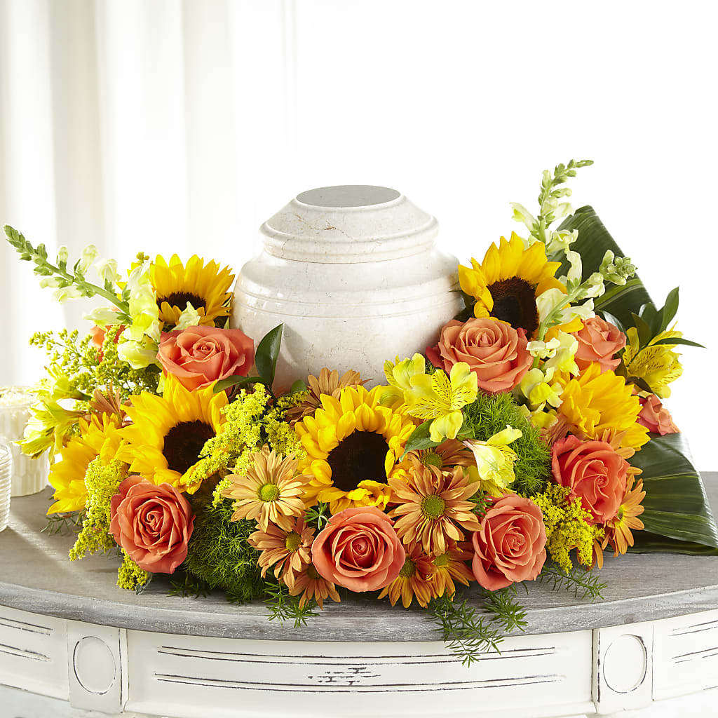 Faithful Sunflower Cremation Adornment – The Florist Ltd, Denton TX