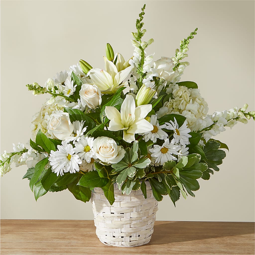 Ivory Elegance Floral Basket – The Florist Ltd, Denton TX