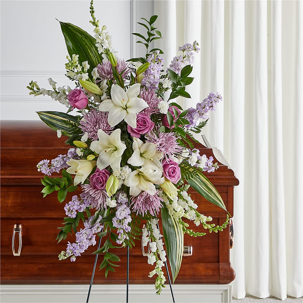 Grateful Hearts Standing Spray – The Florist Ltd, Denton TX
