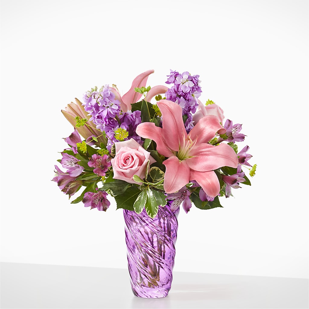 Precious Petals Bouquet with Luxe Swirl Vase – The Florist Ltd, Denton TX