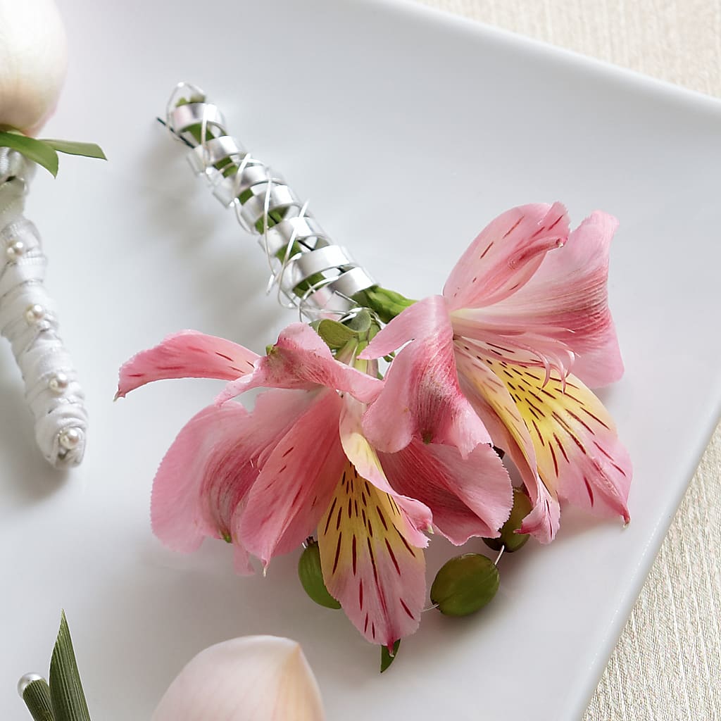 Pink Peruvian Lily Boutonniere – The Florist Ltd, Denton TX