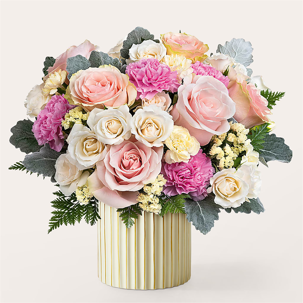 Blissful Moments Bouquet with Ivory Vase –  The Florist Ltd, Denton TX