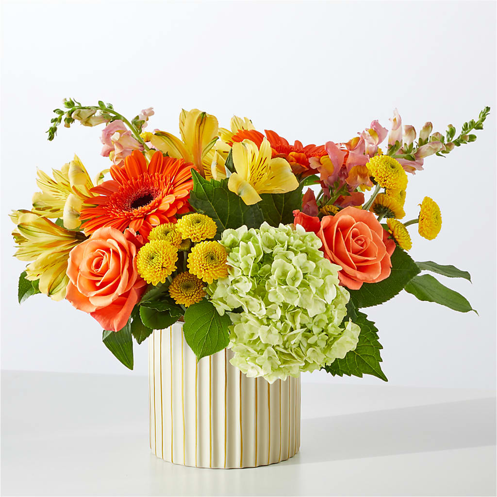 Autumn Sunshine Bouquet with Ivory Vase –  The Florist Ltd, Denton TX