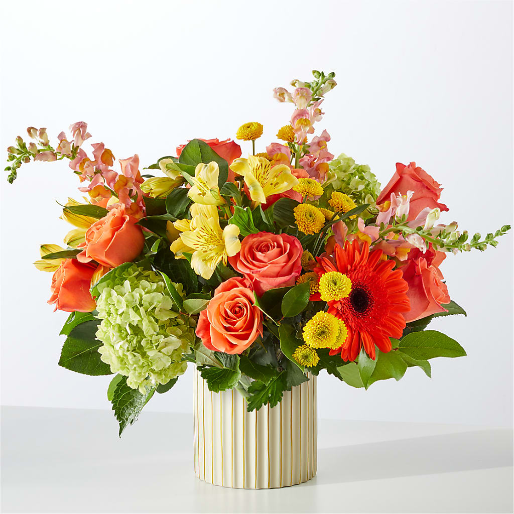 Autumn Sunshine Bouquet with Ivory Vase –  The Florist Ltd, Denton TX
