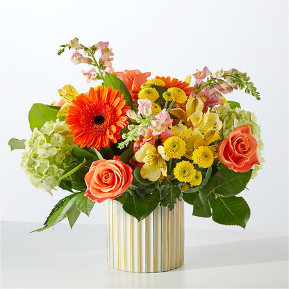 Autumn Sunshine Bouquet with Ivory Vase –  The Florist Ltd, Denton TX