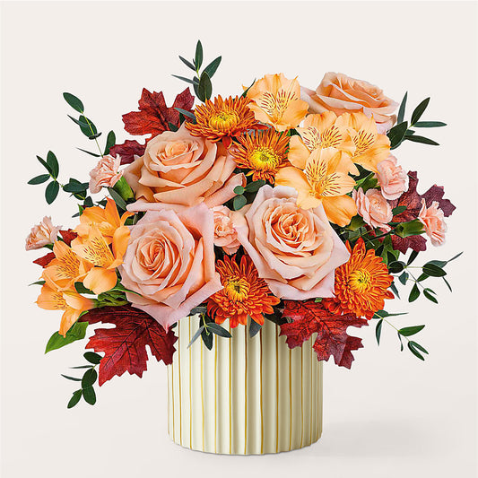 Spiced Latte Bouquet with Ivory Vase –  The Florist Ltd, Denton TX
