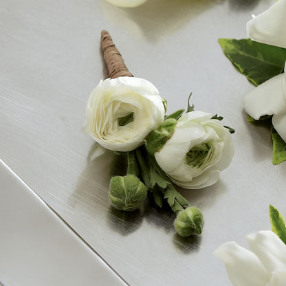 White Ranunculus Boutonniere –  The Florist Ltd, Denton TX