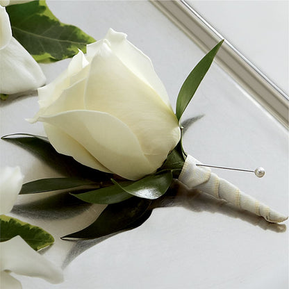 White Rose Boutonniere –  The Florist Ltd, Denton TX